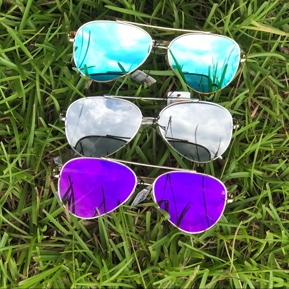 Teardop Flat Lens Metal Aviator Sunglasses